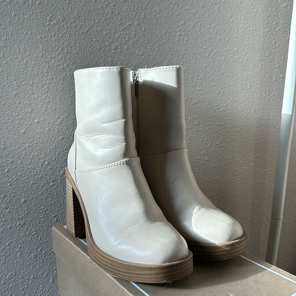 Cream ankle boots